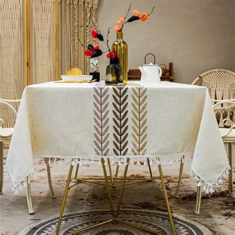 5 out of 5 stars with 3 reviews. smiry Embroidery Tassel Tablecloth - Cotton Linen Dust ...