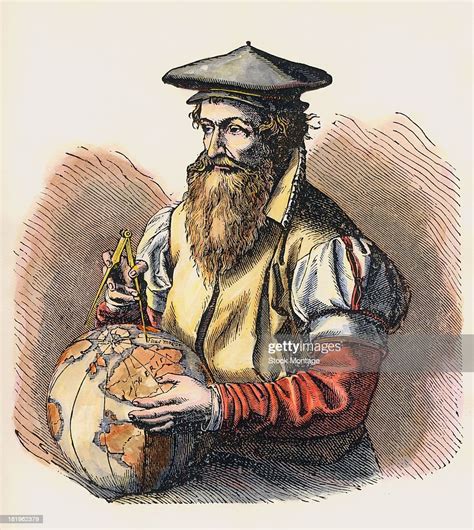 Illustration Depicts Flemish Cartographer Gerardus Mercator With A