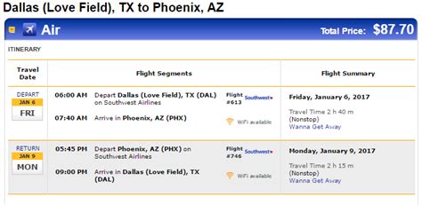 Nonstop Flights Dallas Tofrom Phoenix 88 Rt Southwest