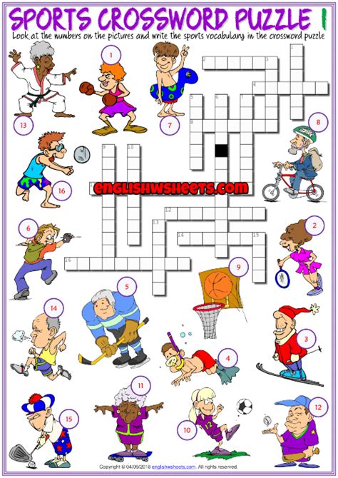 Printable Sports Crossword Puzzles Printable Templates