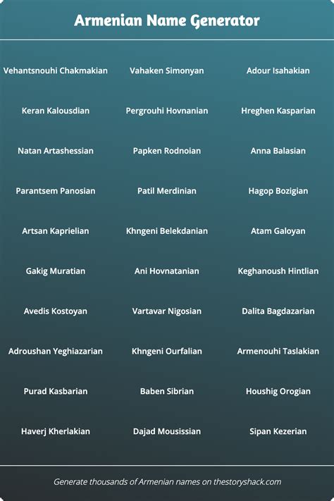 Armenian Name Generator 1000s Of Random Armenian Names