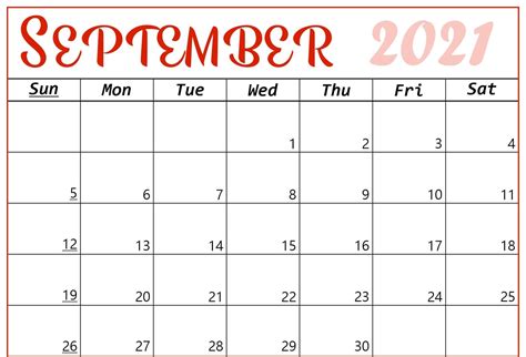 September 2021 Calendar Pdf Word Excel Format 20 Printable Calendar