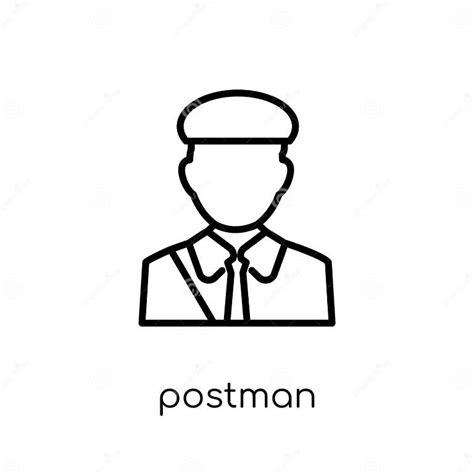 Postman Icon Trendy Modern Flat Linear Vector Postman Icon On W Stock