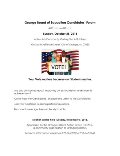 Orange Board Of Education Candidates Forum Orange City Council