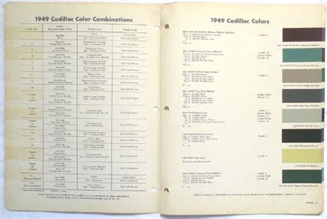Purchase 1949 Cadillac Dupont Color Paint Chip Chart All Models