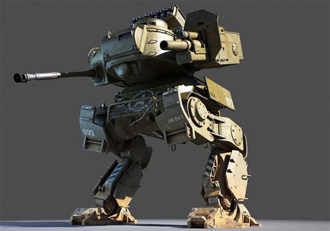 Mech Tank Usa 1 By Robotize Mech Tank Low Poly 3d Model Ready For