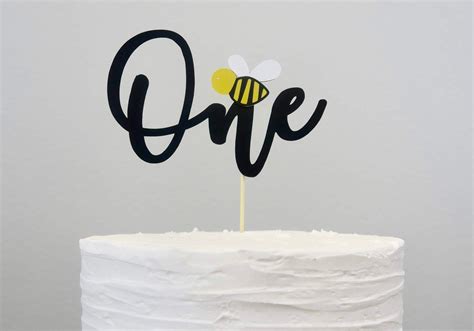 Bee One Cake Topper Bee First Birthday Beeday Party Decor Etsy