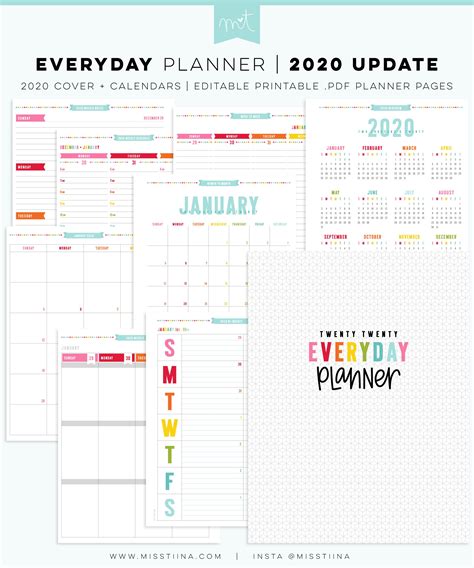 2020 Everyday Planner Update Now Editable By Miss Tiina Free Planner