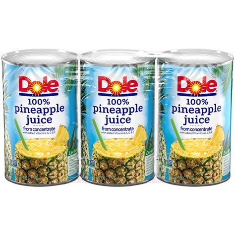 Dole 100 Pineapple Juice Canned Pineapple Juice 46 Oz 3 Pack