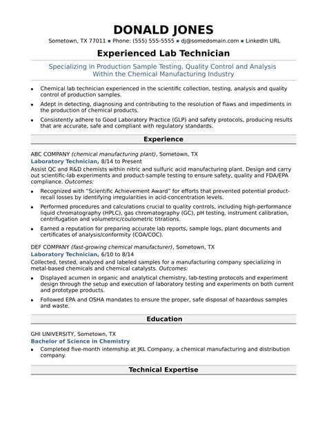 If you have very complex cv, choose custom design from a gallery and one of our creative graphic designer work on your cv and deal with any of. Lab Technician | Sample resume, Resume templates, Resume