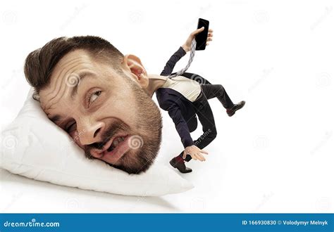 Big Head On Small Body Lying On The Pillow Stock Photo Image Of