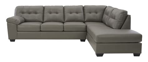 signature design by ashley donlen gray faux leather 2 piece sectional with right chaise wilson