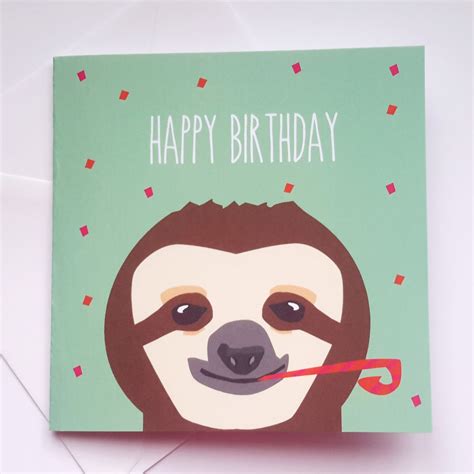 Sloth Birthday Card Happy Birthday Sloth Card Etsy