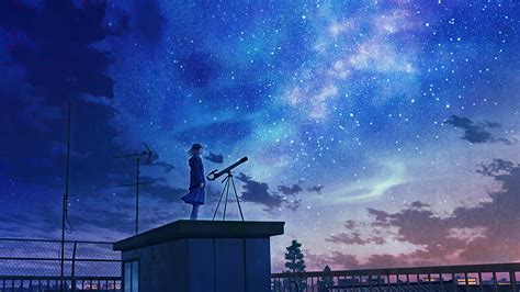 346644 Stargazing Starry Stars Night Sky Anime