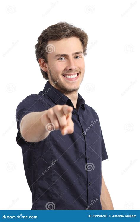 Handsome Happy Young Man Pointing At Camera Stock Image Image Of