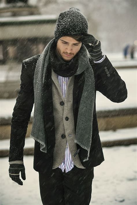 beanies scarfs gloves snow stay warm sharp dressed man well dressed men mode masculine