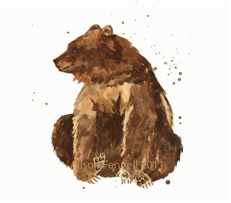 Bear Watercolor Print Bear Painting Baby Boy Nursery Etsy Bear