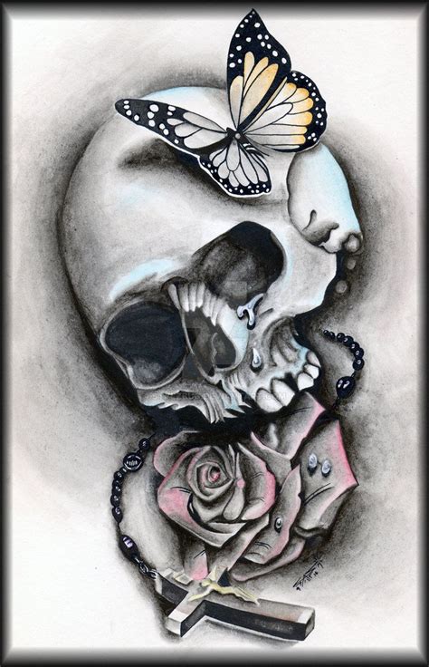 Skull Butterfly By Stylzbug Rose And Butterfly Tattoo Skull Tattoo