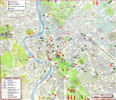 Carte Des Sites Touristiques à Rome Rome Map Rome Tourist Tourist Map