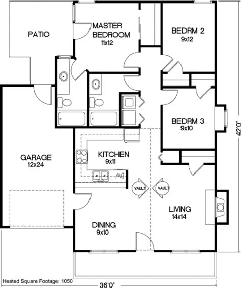 Cottage Style House Plan 3 Beds 2 Baths 1050 Sqft Plan 56 104