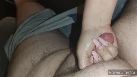 Long Nails Handjob Edging With Huge Cumblast Small Cock Edging