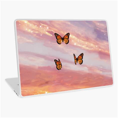 Butterfly Sunset Aesthetic Laptop Skin By Trajeado14 Redbubble