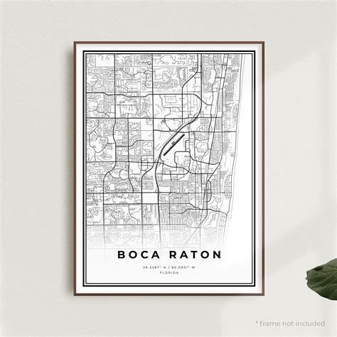 Boca Raton Map Print Boca Raton Street Map Poster Florida Etsy