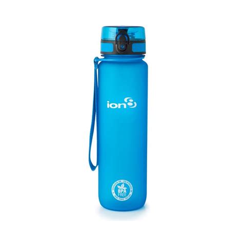 Ion8 Quench Bpa Free Water Bottle 1000ml Frosted Blue On And Off