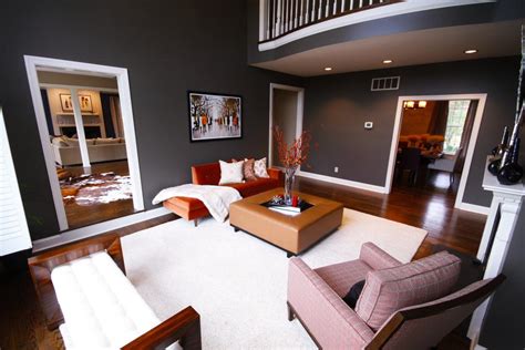 Contemporary Living Room With Charcoal Gray Walls Hgtv
