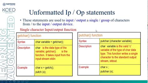 Unformatted Input And Output Function Part Youtube