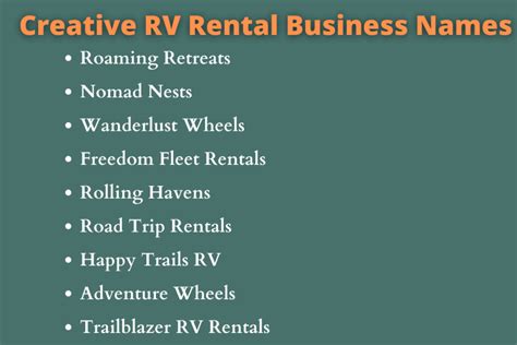 390 Catchy Rv Rental Business Names Ideas