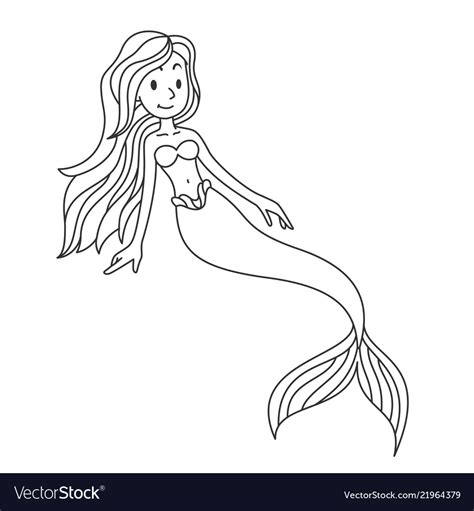 Mermaid Lineart Royalty Free Vector Image Vectorstock