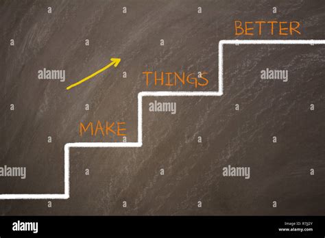 Make Things Better Motivational Quote Written On A Blackboard Stock