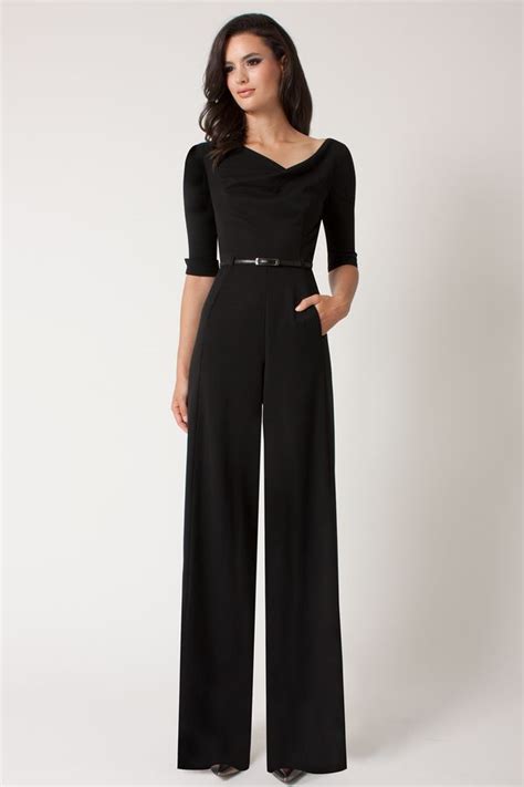 black halo 3 4 sleeve jackie jumpsuit shopstyle wide leg pants jumpsuit elegant jumpsuits