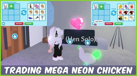 Trading Mega Neon Chicken 🤩 Adopt Me Trading Mega Neon Pets Youtube