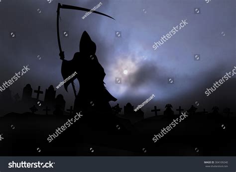 Grim Reaper Cemetery Stock Illustration 304109240 Shutterstock