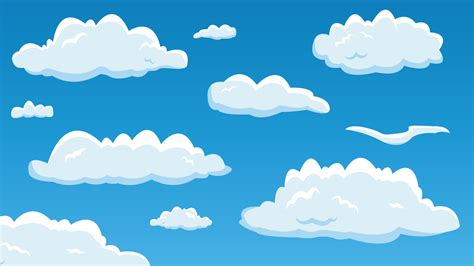 Cartoon Sky With Random Clouds Vector Background Illustration Sky