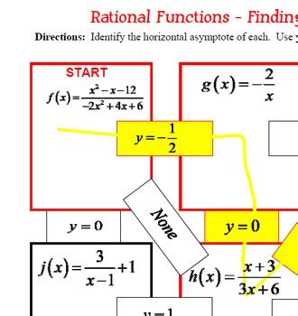 So.how would i solve this using limits? Maze - Rational Functions - Find the Horizontal Asymptote | TpT