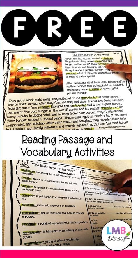 We have to choose the answer that can best be supported by information in the passage. FREE SAMPLE: Vocabulary in Context-Vocabulary Activities and Reading Passage | Vocabulary in ...