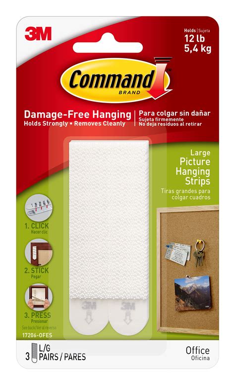 Command Large Picture Hanging Strips White 3 Pairs Per Pack Walmart