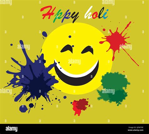 Happy Holi Poster With Smiley Emoji Stock Photo Alamy