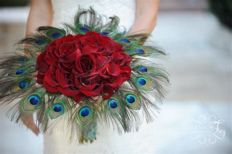 This bouquet made is in single copy and looks like a real miracle. Peacock Feather Bouquets || 1920s Flowers | Deco Weddings
