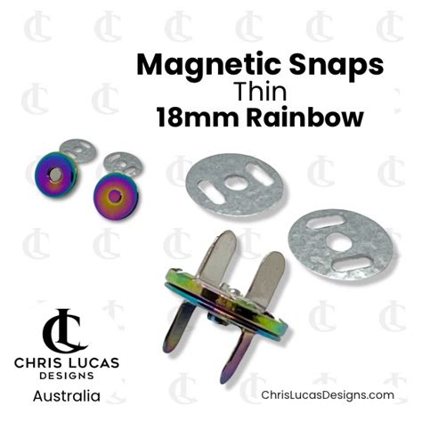 Magnetic Snaps 18mm Rainbow Thin Bag Making Supplies Australia