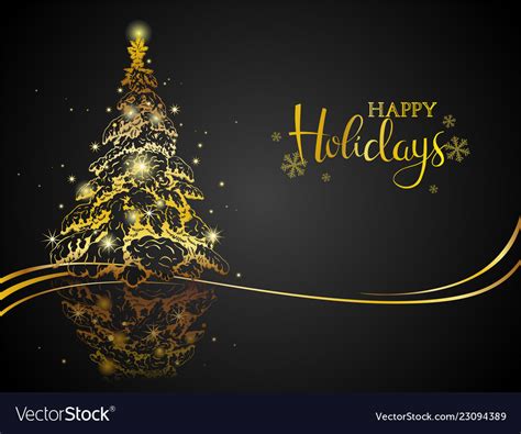 Modern Gold On Black Christmas Greeting Card Vector Image