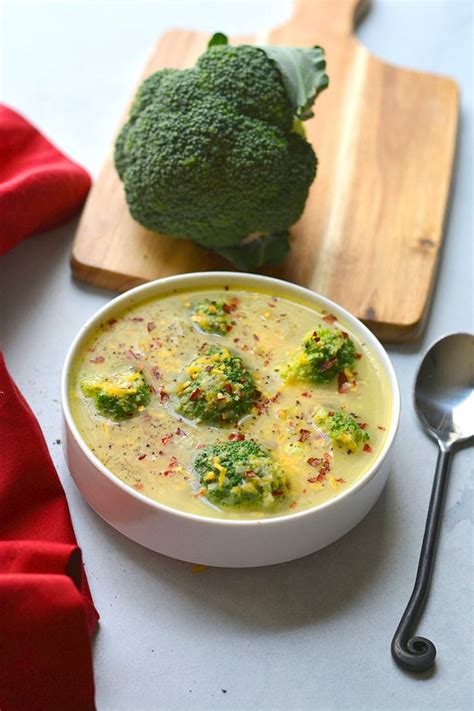You can burn 200 calories of broccoli with: Healthy Broccoli Cheddar Soup {GF, Low Calorie} - Skinny Fitalicious®