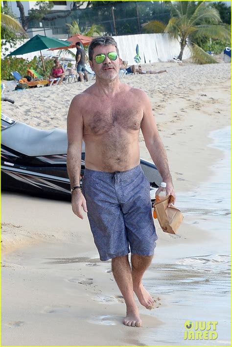 simon cowell goes shirtless at the beach with longtime love lauren silverman photo 4002083