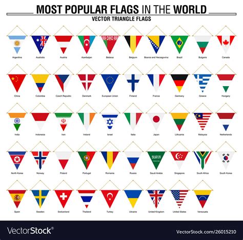 Collection Triangle Flags Most Popular World Vector Image