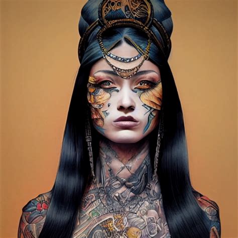 Tattooed Fantasy Priestess Midjourney Openart
