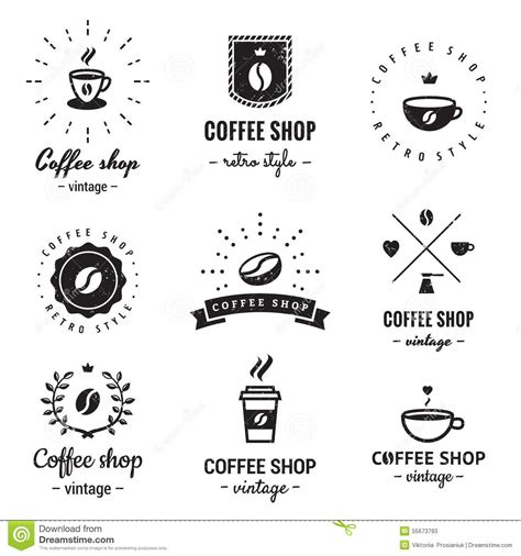Coffee Shop Logo Vintage Vector Set Hipster And Retro Style