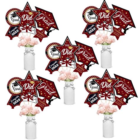 Maroon And Gold Graduation Decorations Set Of 24 Class Of 2023 Table